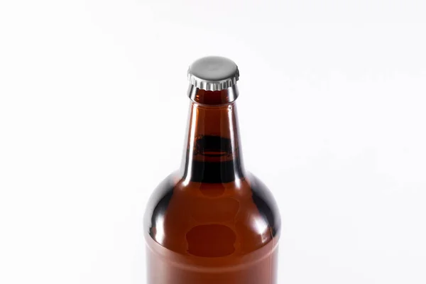 Bottle Cap Mock Close Egy Sörösüveg Kupak Mockup Fehér Háttérrel — Stock Fotó