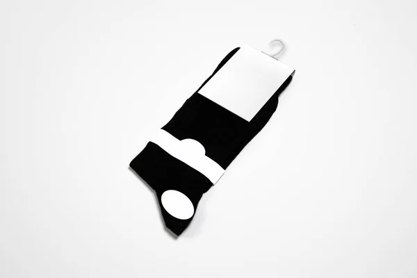 Neue Schwarze Socken Auf Weißem Hintergrund Black Socks Mock Mit — Stockfoto