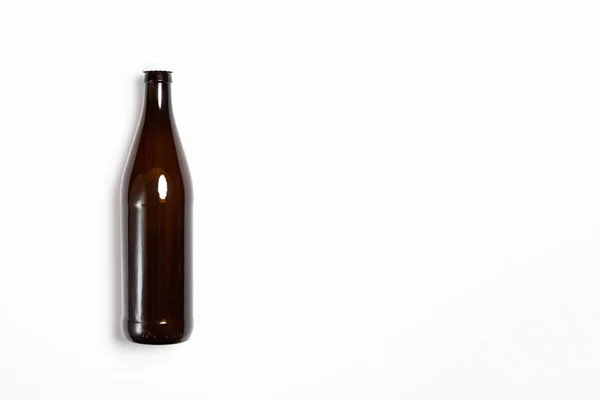Botella Cerveza Marrón Completo Mock Sobre Fondo Blanco Foto Alta — Foto de Stock