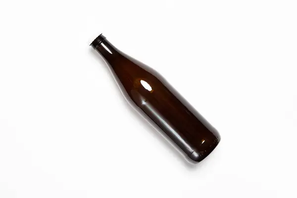Full Brown Beer Bottle Mock White Background High Resolution Photo — Stock Photo, Image