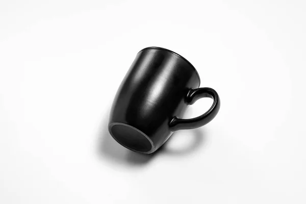 Maquette Tasse Céramique Noire Sur Fond Blanc Photo Haute Résolution — Photo