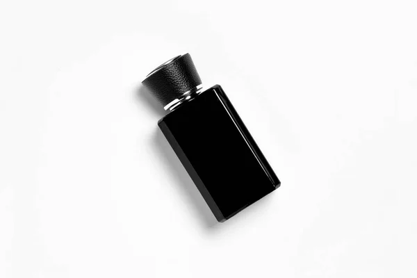 Black Perfume Bottle Mock Isolado Fundo Branco Foto Alta Resolução — Fotografia de Stock