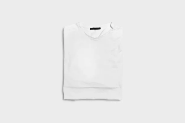 Διπλωμένο Shirt Mock Λευκό Χρώμα Έγινε Για Κάνει Λογότυπό Σας — Φωτογραφία Αρχείου