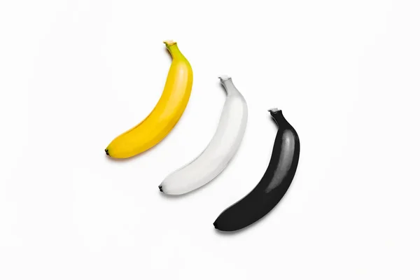 Banane Jaune Blanche Noire Sur Fond Blanc Pas Une Illustration — Photo