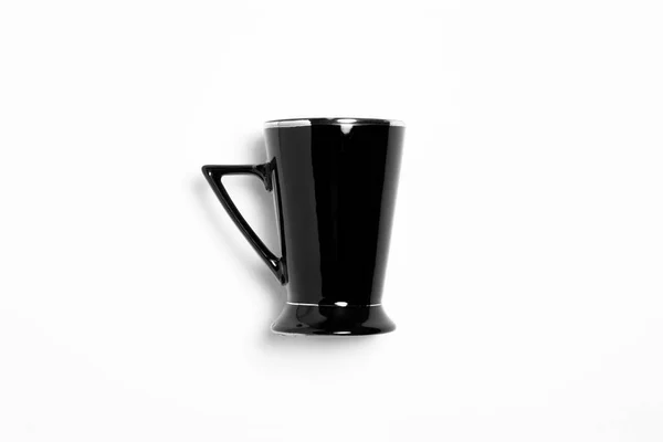 Tasse Céramique Noire Vide Vierge Pour Café Thé Isolé Sur — Photo