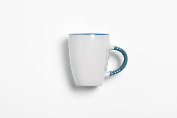 Tazza Ceramica Bianca Vuota Vuota Caffè Isolata Sfondo Bianco Finta — Foto Stock