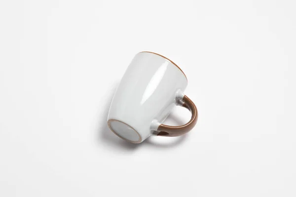 Tasse Céramique Blanche Vide Vide Pour Café Thé Isolé Sur — Photo