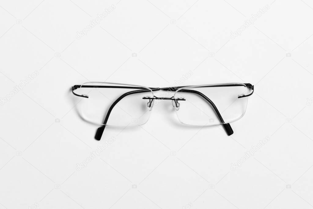 Transparent glasses on white background. Photo for your design.High-resolution photo.Mock-up.