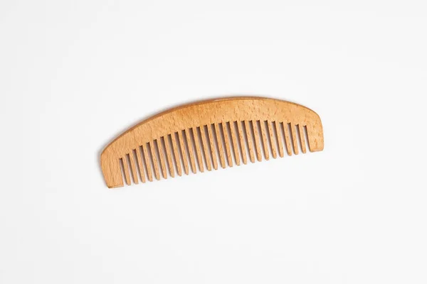 Pente Madeira Para Cabelos Isolado Fundo Branco Hairbrush High Resolution — Fotografia de Stock