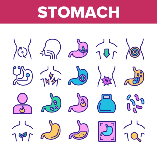 Ensemble d'icônes d'éléments de collection d'organe d'estomac vectoriel — Image vectorielle