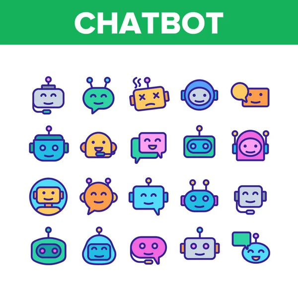 Chatbot Robot Koleksiyon Elementleri Simgeleri Vektörü Ayarla