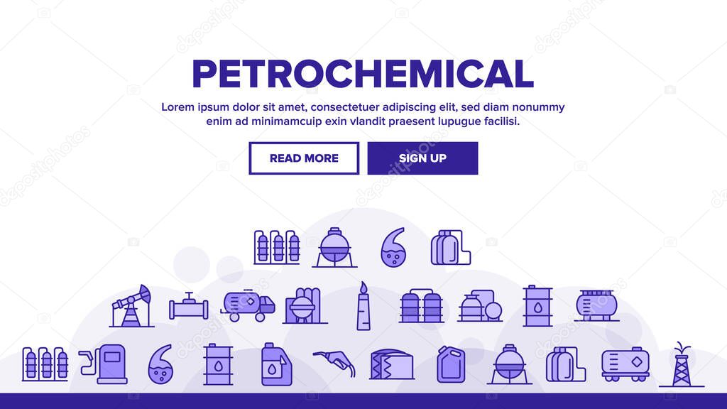 Petrochemical Industry Vector Thin Line Icons Set. Petrochemical Product, Oil, Petroleum Production Linear Pictograms. Oil-derrick, Gas Station, Petrol Storage and Transportation Contour Illustrations
