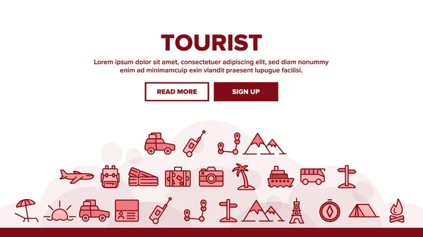 Conjunto de iconos lineales de turismo y viajes alrededor del mundo — Archivo Imágenes Vectoriales