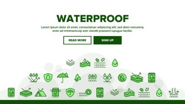 Waterproof, Water Resistant Materials Vector Linear Icons Set clipart