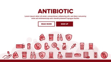 Toplama Antibiyotik İnce Çizgi Simgeler Set Vektör