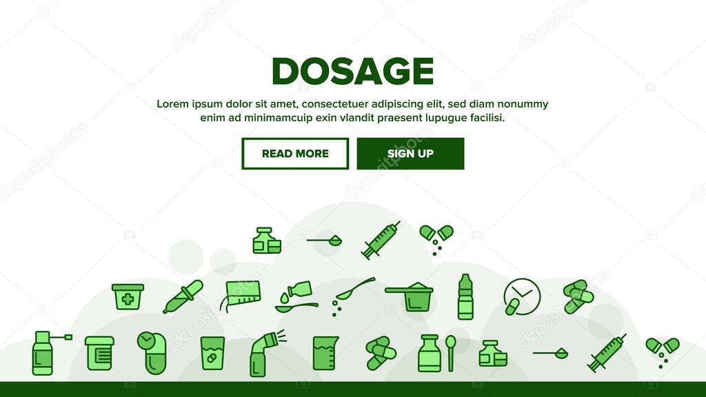 Dosage, Dosing Drugs Vector Linear Icons Set