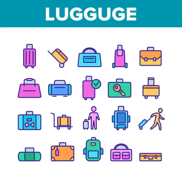 Conjunto de ícones de coleta de bagagem e bagagem Vector —  Vetores de Stock