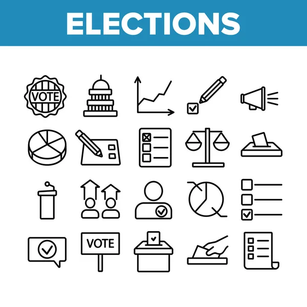 Vector de iconos de colección de votación y elecciones — Vector de stock