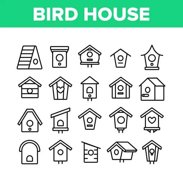 Colección Bird House Elementos Iconos Set Vector — Archivo Imágenes Vectoriales