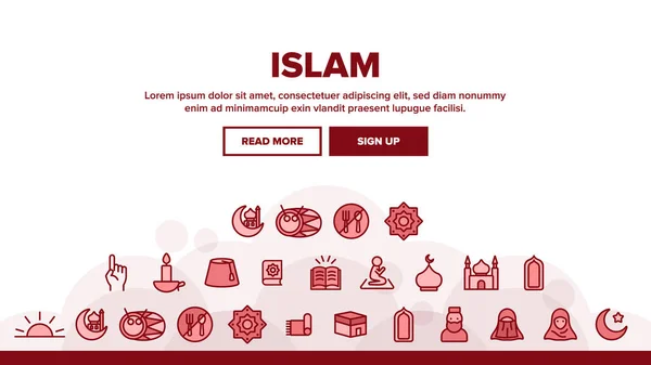 Islam Religião Árabe Landing Header Vector —  Vetores de Stock