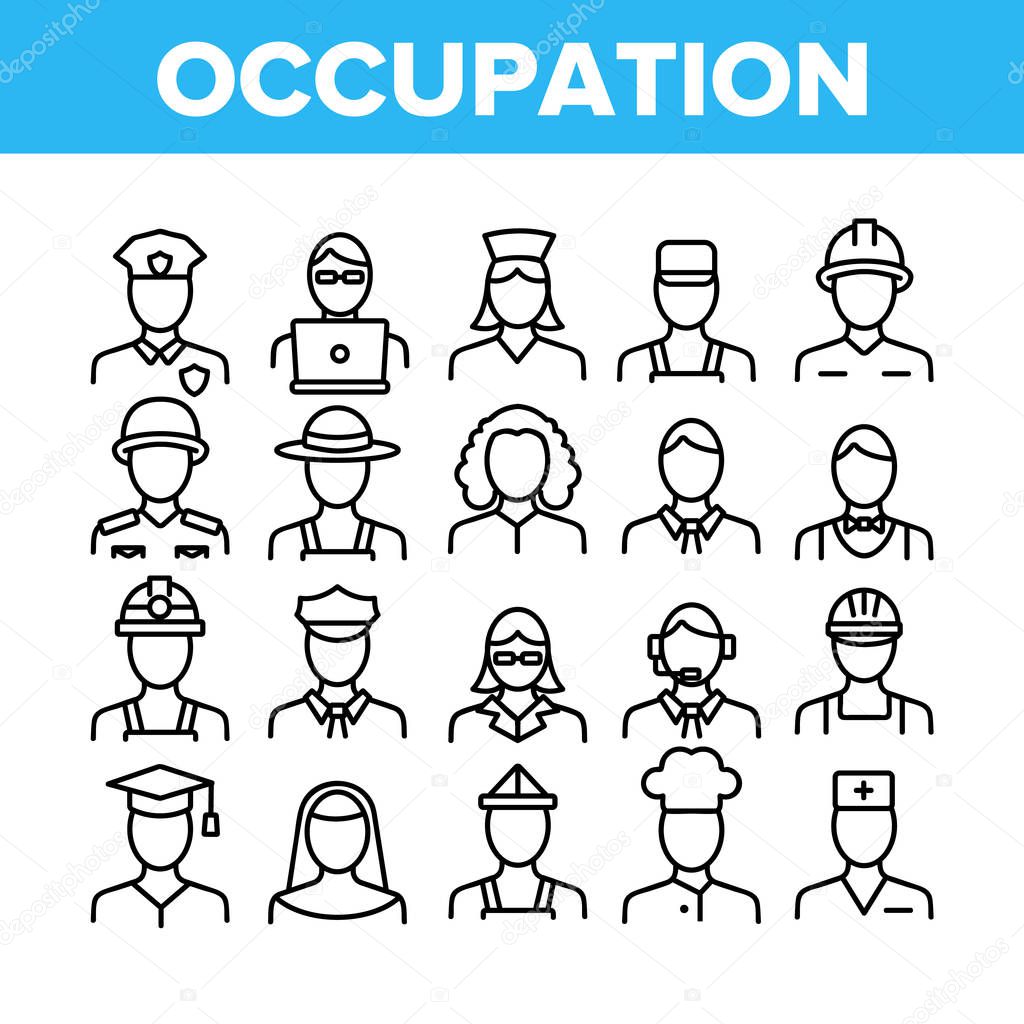 Occupation Collection Elements Icons Set Vector