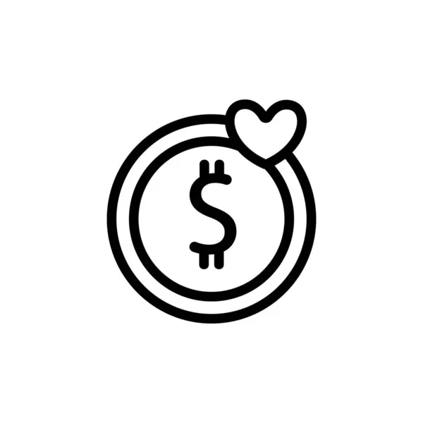 Patrocinio dinero icono vector. Ilustración del símbolo de contorno aislado — Archivo Imágenes Vectoriales