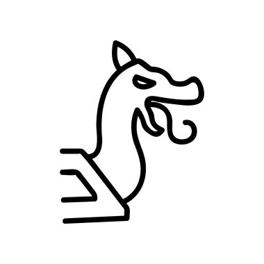 Gemi Ejder Simgesi Vektörü. İzole edilmiş kontür sembolü gösterimi