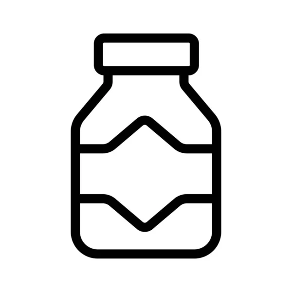 Botol dengan vektor ikon tablet. Ilustrasi simbol kontur terisolasi - Stok Vektor