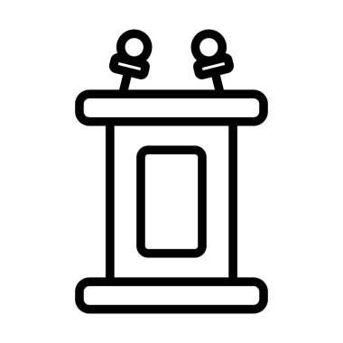 Mikrofon ikon vektörüyle kal. İzole edilmiş kontür sembolü gösterimi