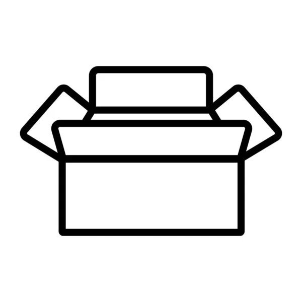 Icono de caja abierta vector. Ilustración del símbolo de contorno aislado — Vector de stock