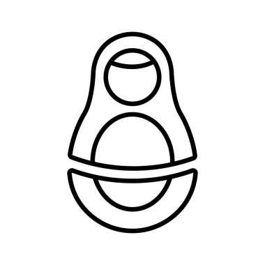 Matreshka ikon vektörü. İzole edilmiş kontür sembolü gösterimi