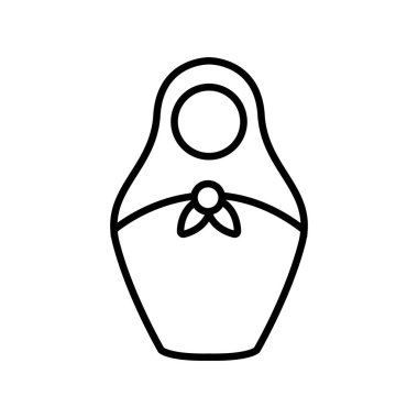 Matreshka ikon vektörü. İzole edilmiş kontür sembolü gösterimi