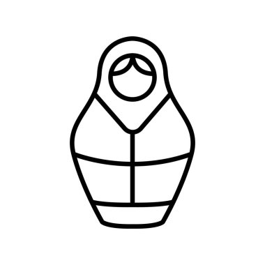 Matreshka ikon vektörü. İzole edilmiş kontür sembolü gösterimi