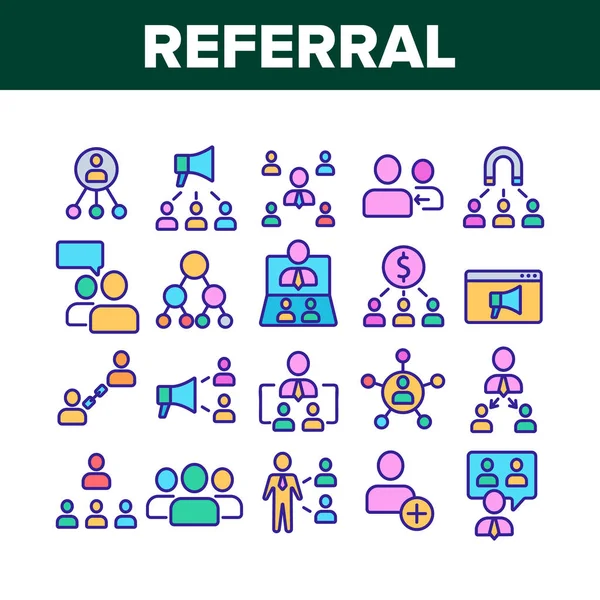 Referral Marketing Collection ikonok Set vektor — Stock Vector