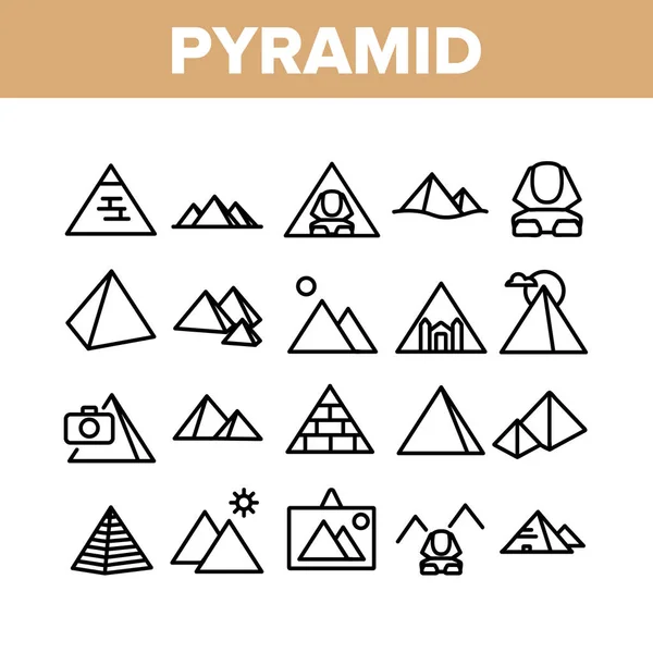 Pyramid attraktion samling ikoner uppsättning vektor — Stock vektor