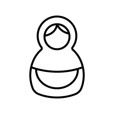 Matreshka ikon vektörü. İzole edilmiş kontür sembolü gösterimi