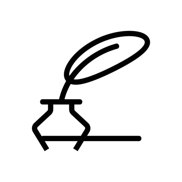 Tintenfass und Stift-Symbol-Vektor. Isolierte Kontursymboldarstellung — Stockvektor