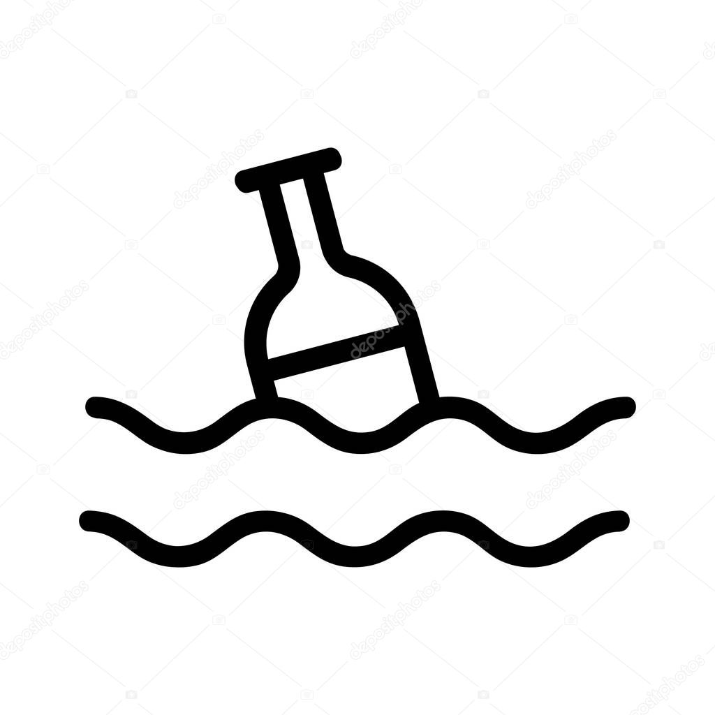 Ocean pollution icon vector. Thin line sign. Isolated contour symbol illustration