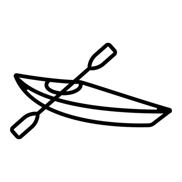 Каноэ на векторе икон реки. Изолированная контурная иллюстрация — стоковый вектор