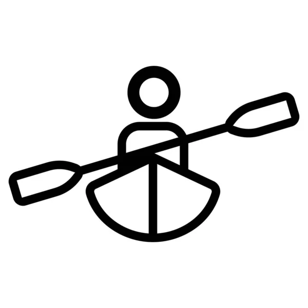 Kayak y vector icono humano. Ilustración del símbolo de contorno aislado — Archivo Imágenes Vectoriales
