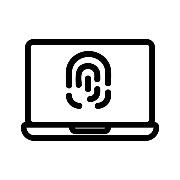 Laptop fingerprint icon vector. Isolated contour symbol illustration — Stock Vector