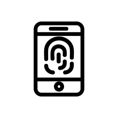 Telefon parmak izi ikon vektörü. İzole edilmiş kontür sembolü gösterimi