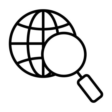 Gezegen ikon vektörünü araştırıyorum. İzole edilmiş kontür sembolü gösterimi