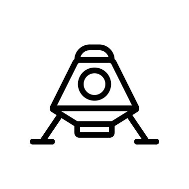 Uzay gemisi ikon vektörü. İzole edilmiş kontür sembolü gösterimi