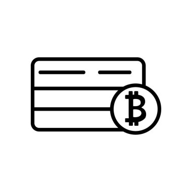 Bitcoin banka kartı ikon vektörü. İzole edilmiş kontür sembolü gösterimi