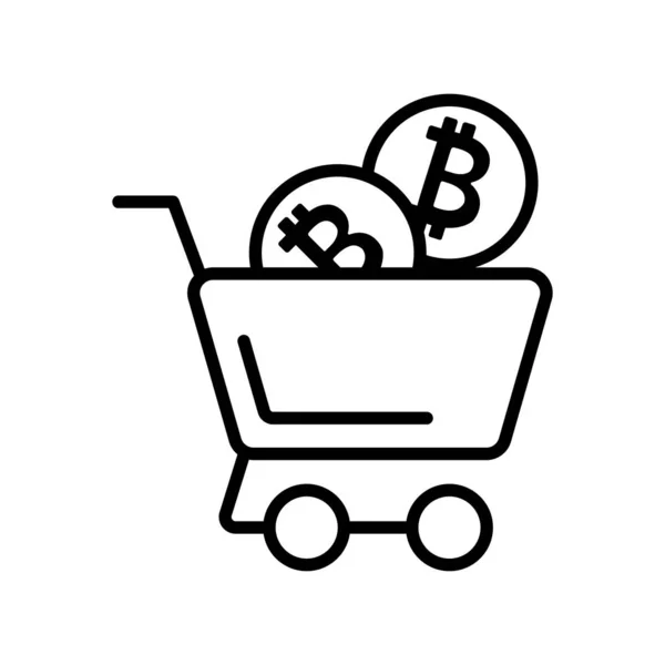 Bitcoin panier icône vecteur. Illustration de symbole de contour isolé — Image vectorielle