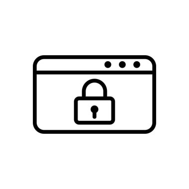 Bilgisayar simgesi vektörünün dosyalarını koru. İzole edilmiş kontür sembolü gösterimi