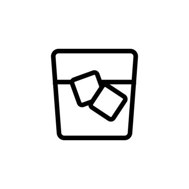 Buzlu viski ikon vektörü. İzole edilmiş kontür sembolü gösterimi