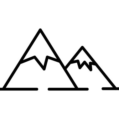 Dağ ikonu vektörü. İzole edilmiş kontür sembolü gösterimi