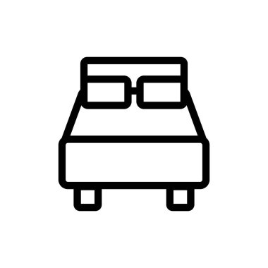 yatak ikonu vektörü. İzole edilmiş kontür sembolü gösterimi